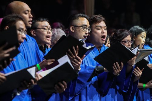 Thousands of Catholics gathered at the MTS Centre to take part in the Centennial Mass Sunday afternoon. The Archdiocesan Choir performed throughout the afternoon. 150503 - Sunday, May 03, 2015 -  (MIKE DEAL / WINNIPEG FREE PRESS)