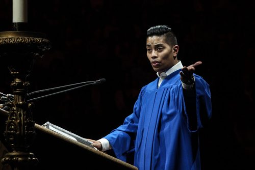 Thousands of Catholics gathered at the MTS Centre to take part in the Centennial Mass Sunday afternoon. Soloist Ernest Lacuna performs during the event. 150503 - Sunday, May 03, 2015 -  (MIKE DEAL / WINNIPEG FREE PRESS)