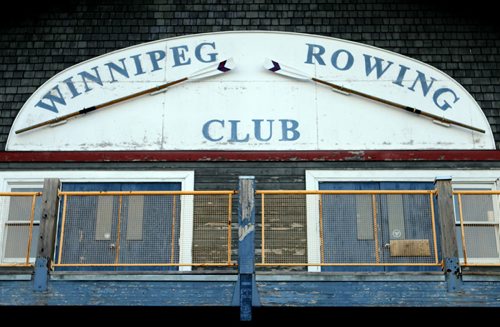49.8 BORDERS - The Winnipeg Rowing Club. The sign you see on the club from the Red River. BORIS MINKEVICH/WINNIPEG FREE PRESS May , 2015