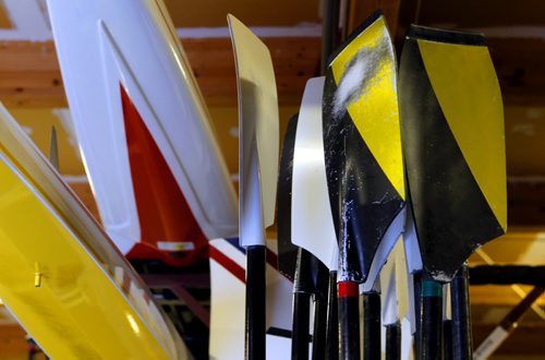 49.8 BORDERS - The Winnipeg Rowing Club. Oars in the boat house. BORIS MINKEVICH/WINNIPEG FREE PRESS May 5, 2015