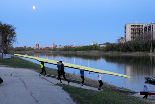 49.8 BORDERS - The Winnipeg Rowing Club. Launching of the 4 place boat at the crack of dawn. BORIS MINKEVICH/WINNIPEG FREE PRESS May 5, 2015