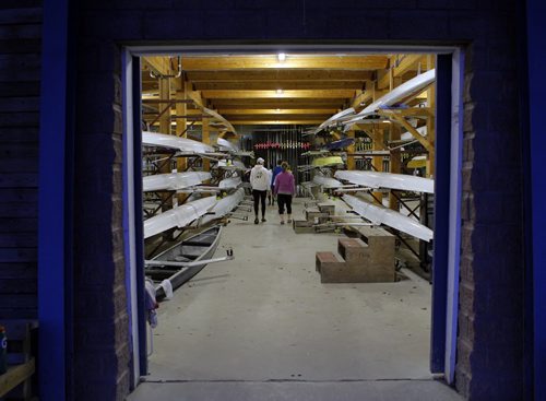 49.8 BORDERS - The Winnipeg Rowing Club. The club boat house framed in the dark doorway. BORIS MINKEVICH/WINNIPEG FREE PRESS May 5, 2015