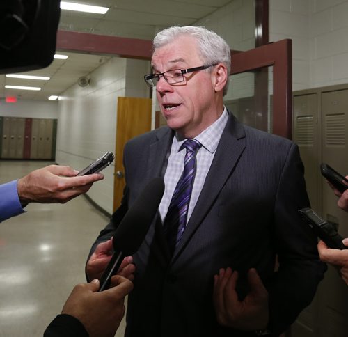 Premier Greg Selinger is interviewed Wednesday about the recent NDP election results in Alberta.  Larry Kusch story   Wayne Glowacki / Winnipeg Free Press May 6 2015