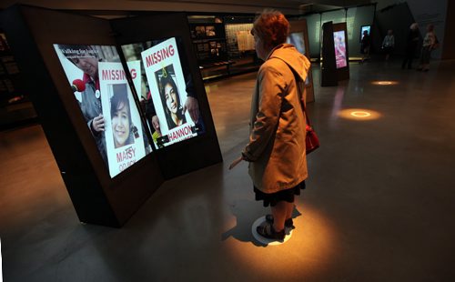 CMHR and displays about aborigional atrocities to illustrate - CMHR WHISTLEBLOWER: A former curator at the Canadian Museum for Human Rights says she was ordered to limit negative stories about missing and murdered indigenous women and the state of aboriginal child welfare and remove the term genocide from any indigenous exhibits. In a sharply worded chapter in a new academic book, Tricia Logan, who served as the CMHRs curator of indigenous content for three years, says the museum is a model of complacency and promotion of the status quo. This is not the first time shes written such things. Last year, she wrote a chapter for a book to be published by the U of M. When the museum got wind of it, she was forced to withdraw the chapter. 15 inches. Box of pull quotes. CAN ALSO POST ONLINE EARLY, WITH A PDF OF HER ¤ARTICLE.  See Mary Agnes story. May 6, 2015 - (Phil Hossack / Winnipeg Free Press)