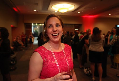 Dr. Pamela Skrabek, nominee in Business, Professions & Trades. smiles as she talks to her husband during the awards nights at the Convention Centre Wednesday.    May 06, 2015 Ruth Bonneville / Winnipeg Free Press