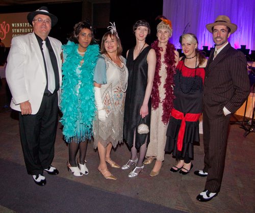 The Winnipeg Symphony Orchestra held its annual gala at the RBC Convention Centre on April 23, 2015. The event had a Roaring 20s theme, complete with awards for best costumes. This year, the WSO is celebrating the 75th anniversary of its founding. Pictured are costume award winners David Busby, Carla Busby, Gail Asper, Helen Gair, Valerie Mollison, Abigail Mickelthwaite and Adam Fraser. JOHN JOHNSTON / WINNIPEG FREE PRESS