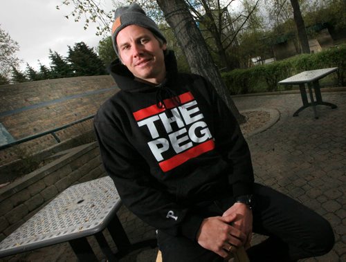 Stephen Dubienski Founder of The Peg clothing line. See Geoff Kirbyson story.  May 8, 2015 - (Phil Hossack / Winnipeg Free Press)