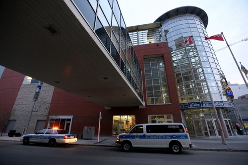 Police Cadets outside MTS Centre, for Katie May story, Friday, May 8, 2015. (TREVOR HAGAN/WINNIPEG FREE PRESS)