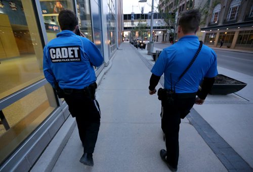 Police Cadet Adam Krasnesky and Cadet Josh Mrochuk, for Katie May story, Friday, May 8, 2015. (TREVOR HAGAN/WINNIPEG FREE PRESS)