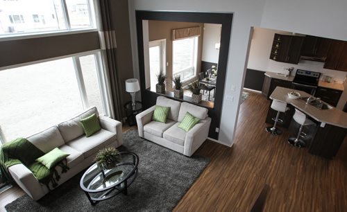 New Home 9 Fairbairn Bay Living Room from the stairs to second floor 150511 - Monday, May 11, 2015 -  (MIKE DEAL / WINNIPEG FREE PRESS)