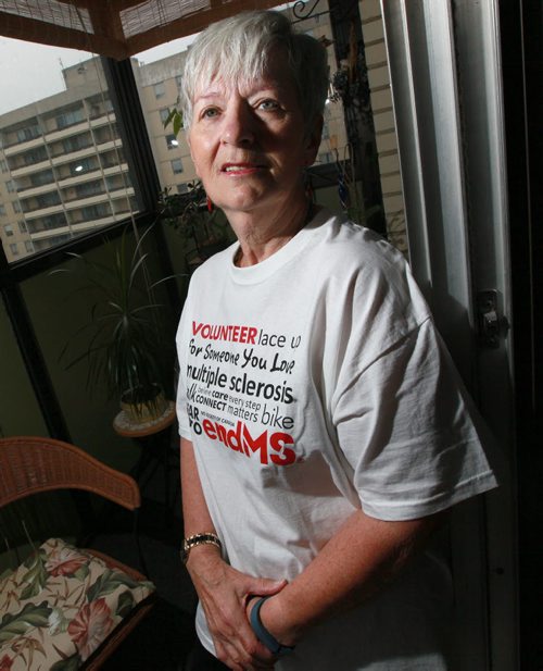 Volunteer Ruby Laughren.  Ruby has volunteered with the MS Society of Canada's Manitoba Division for 20+ years. She is a past board member, and also helps at every Walk and Bike fundraiser that the society organizes in  Winnipeg. May 11, 2015 - (Phil Hossack@freepress.mb.ca)