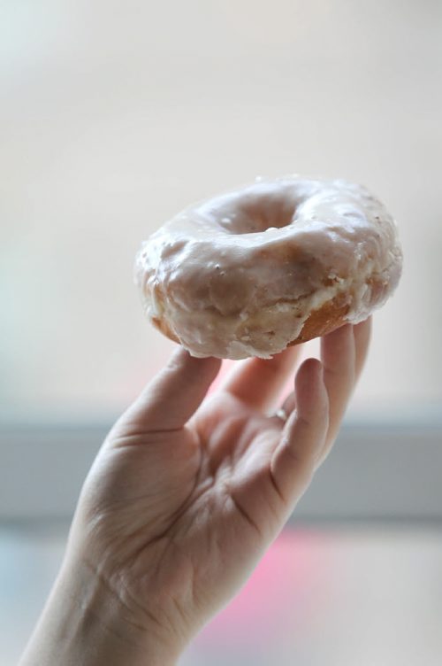 Intersection piece on Bronuts - Winnipeg's first, dedicated gourmet doughnut shop owned by Brett and Dylan - brothers who put the Bro in Bronuts.  - Yellow Glaze Donut.  Also called - Samuel.  May 09, 2015 Ruth Bonneville / Winnipeg Free Press