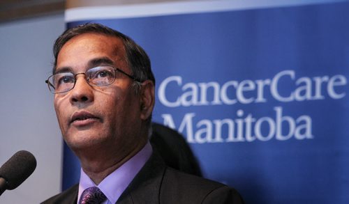 Dr. Digvir Jayas, VP Research and International and Distinguished Professor at the University of Manitoba during the announcement that the University and CancerCare Manitoba are creating a joint institute to expand the scope of cancer research in Manitoba.  150512 May 12, 2015 Mike Deal / Winnipeg Free Press