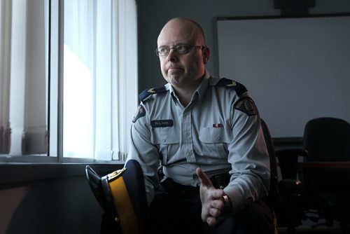 "I have had to take parents to identify their dead children," says Cpl. Mark Hume of RCMP West Traffic Services at a RCMP press conference during Canada Road Safety Week Wednesday.  The Canada-wide campaign is to remind drivers about the severe consequences of distracted and hazardous driving habits that are killing innocent victims. See Katie May's story.  May 13, 2015 Ruth Bonneville / Winnipeg Free Press
