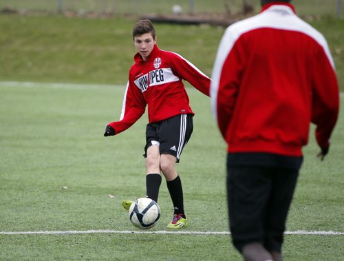 LOCAL - WSA Winnipeg, the Professional Development soccer league team in the city practice. Tobais Hyroch-Krueger.  BORIS MINKEVICH/WINNIPEG FREE PRESS May 13, 2015