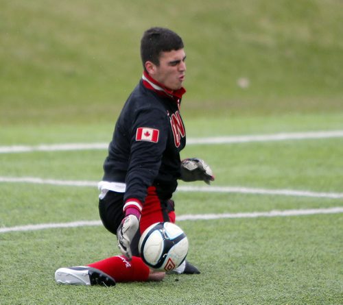 LOCAL - WSA Winnipeg, the Professional Development soccer league team in the city practice. Joshua Partaker- goalie.  BORIS MINKEVICH/WINNIPEG FREE PRESS May 13, 2015