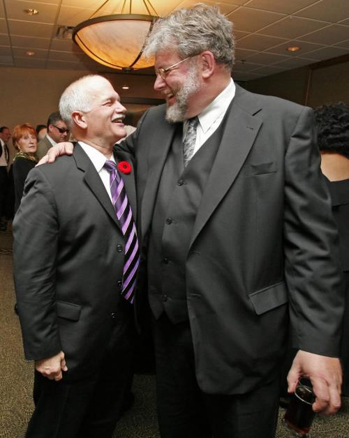 John Woods / Winnipeg Free Press / November 3/07- 071103  - Jack Layton, leader of the federal NDP congratulates Bill Blaikie, MP for Elmwood-Transcona at a reception in honour of Blaikie at the Radisson in Winnipeg, Saturday, Nov 3/07.