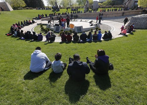 May 18, 2015 - 150518  -  On Monday, May 18, 2015 people gathered at the Oodena Circle at the Forks for a vigil for Teresa Robinson, an eleven year old who was killed on the first nation community of Garden Hill. John Woods / Winnipeg Free Press