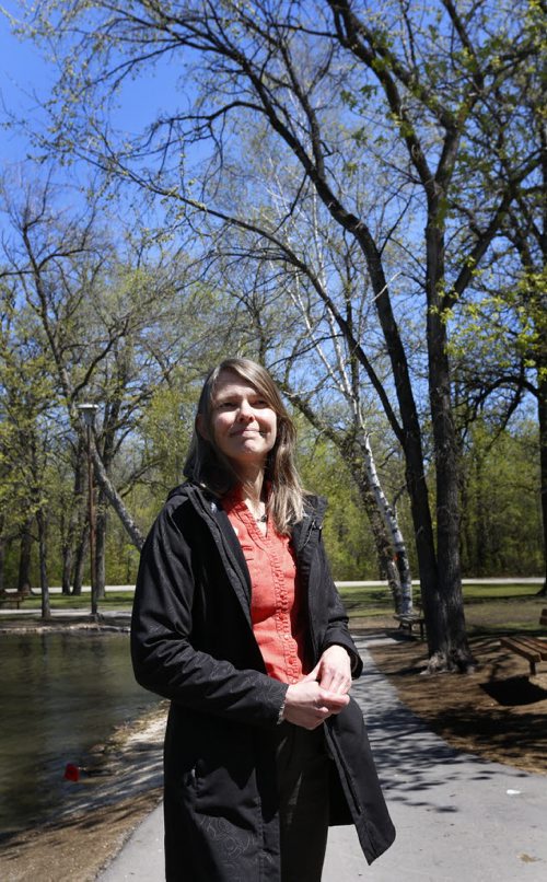 Martha Barwinsky, City Forester gives an update to media in the St. Vital Park Tuesday on tree cleanup following the weekends storm.  Kristin Annable story Wayne Glowacki / Winnipeg Free Press May 19 2015