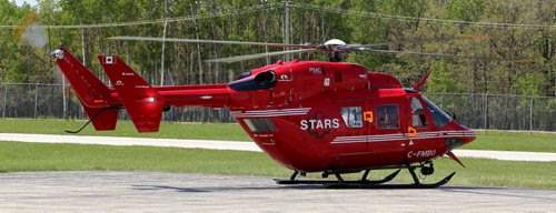 A STARS air ambulance lands near its base Saturday, May 23, 2015. (TREVOR HAGAN/WINNIPEG FREE PRESS)