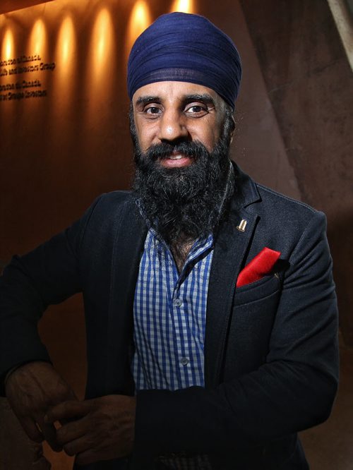 Pardeep Singh Nagra was one of the participants in a panel discussion about boxing and human rights at the Bonnie & John Buhler Hall in the CMHR. Pardeep Singh Nagra fought and won the right to compete without shaving his beard.  150524 May 24, 2015 Mike Deal / Winnipeg Free Press