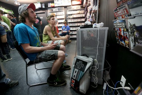 Jared Ohrling, 20, playing Super Smash Bros. during a tournament at PNP Games on Portage Avenue, Sunday, May 24, 2015. (TREVOR HAGAN/WINNIPEG FREE PRESS)