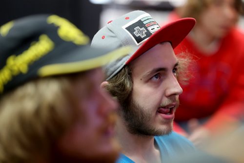 Jared Ohrling, 20, playing Super Smash Bros. during a tournament at PNP Games on Portage Avenue, Sunday, May 24, 2015. (TREVOR HAGAN/WINNIPEG FREE PRESS)