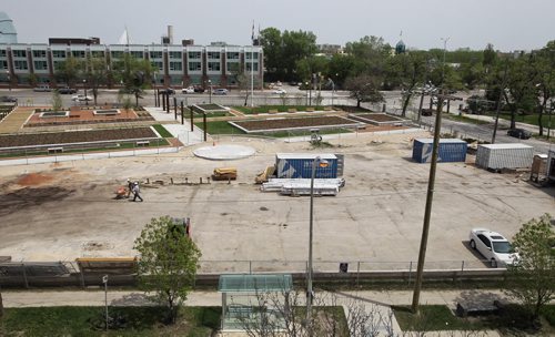The original surface parking lot is still intact at the site of the new Upper Fort Gary park.  150525 May 25, 2015 Mike Deal / Winnipeg Free Press