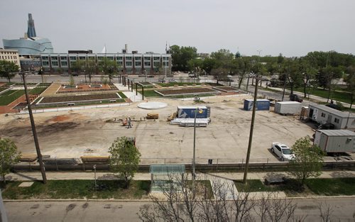 The original surface parking lot is still intact at the site of the new Upper Fort Gary park.  150525 May 25, 2015 Mike Deal / Winnipeg Free Press