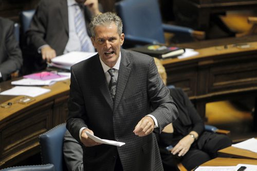 LEG - Brian Pallister in the house during question period. BORIS MINKEVICH/WINNIPEG FREE PRESS May 26, 2015