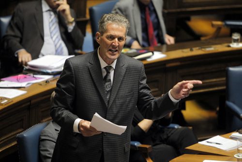 LEG - Brian Pallister in the house during question period. BORIS MINKEVICH/WINNIPEG FREE PRESS May 26, 2015