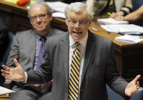 LEG - Greg Selinger in the house during question period. BORIS MINKEVICH/WINNIPEG FREE PRESS May 26, 2015