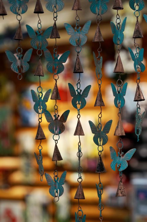Preferred Perch, 1604 St Mary's Rd - owner Sherrie Versluis , not pictured, sells many birder/garden related giftware including this Butterfly chime  fair trade product from India- See Dave Sanderson- This City piece- May 26, 2015   (JOE BRYKSA / WINNIPEG FREE PRESS)