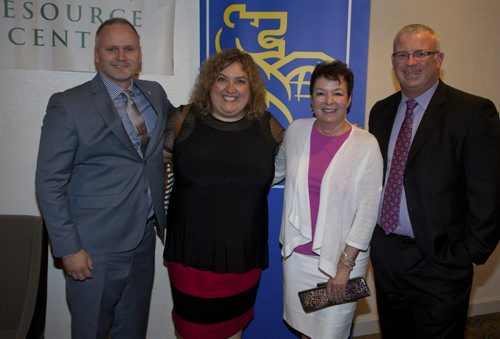 The Rainbow Resource Centre held its annual Spring Fling Gala at the Delta Winnipeg on May 23, 2015. The not-for-profit community organization provides support, education, programming and resources to the gay, lesbian, bisexual, transgender and two-spirit communities of Manitoba and northwestern Ontario. Pictured, from left, are Robb Ritchie, Mandi Taylor, Michelle Aitkenhead and Brendan Rogers. (JOHN JOHNSTON FOR THE WINNIPEG FREE PRESS)