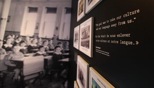 The Childhood Denied, Indian Residential Schools and their Legacy exhibit in the Canadian Journey's Gallery at the Canadian Museum for Human Rights.  See story on Truth and Reconciliation Conference report.   May 28, 2015 Ruth Bonneville / Winnipeg Free Press