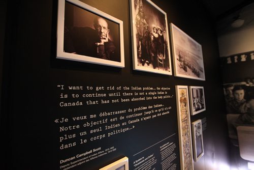 The Childhood Denied, Indian Residential Schools and their Legacy exhibit in the Canadian Journey's Gallery at the Canadian Museum for Human Rights.  See story on Truth and Reconciliation Conference report.   May 28, 2015 Ruth Bonneville / Winnipeg Free Press