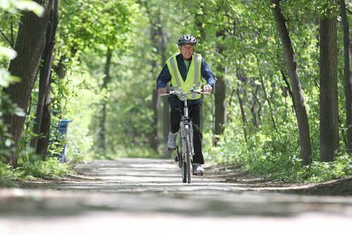 ENT - 78-year-old John Wichers is excited about his upcoming solo bike tour from Vancouver to Wpg to help fund 10 bikes for 10 kids with special needs. See Shamona Harnett's story.   May 30, 2015 Ruth Bonneville / Winnipeg Free Press