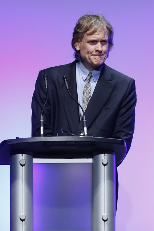 June 1, 2015 - 150601  -  David Thomson, Co-chair of Woodbridge, Chairman of Thomson Reuters, and Chairman of The Globe and Mail prepares to speak after being honoured with the International Distinguished Entrepreneur Award by the Asper School of Business at the Convention Centre  Monday, June 1, 2015. John Woods / Winnipeg Free Press