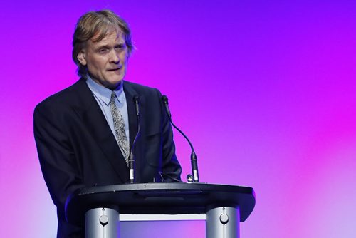 June 1, 2015 - 150601  -  David Thomson, Co-chair of Woodbridge, Chairman of Thomson Reuters, and Chairman of The Globe and Mail  speaks after being honoured with the International Distinguished Entrepreneur Award by the Asper School of Business at the Convention Centre  Monday, June 1, 2015. John Woods / Winnipeg Free Press
