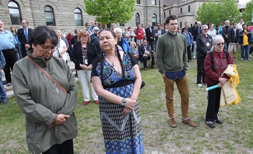 About 250 people gathered at a  opening ceremony to mark the release of The Truth and Reconciliation Commission at the University of Winnipeg this morning -See Mary Agnes Welch s story- June 2, 2015   (JOE BRYKSA / WINNIPEG FREE PRESS)
