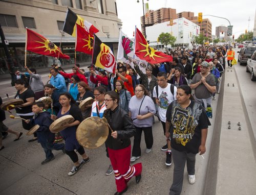 Survivors, descendants, and supporters joined the Walk for Reconciliation on {what}.  The march went through downtown from the University of Winnipeg, and finished at the Thunderbird House for a feast and pipe ceremony. Mikaela MacKenzie / Winnipeg Free Press