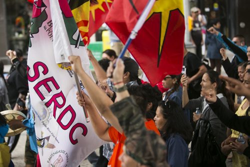 Survivors, descendants, and supporters joined the Walk for Reconciliation on Tuesday, June 2, 2015.  The march went through downtown from the University of Winnipeg, and finished at the Thunderbird House for a feast and pipe ceremony. Mikaela MacKenzie / Winnipeg Free Press