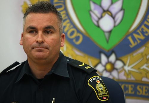 Winnipeg Police Cst. Jason Michalyshen gives details on yesterdays homicide at Kelvin High School  - See Katie May story- June 03, 2015   (JOE BRYKSA / WINNIPEG FREE PRESS)