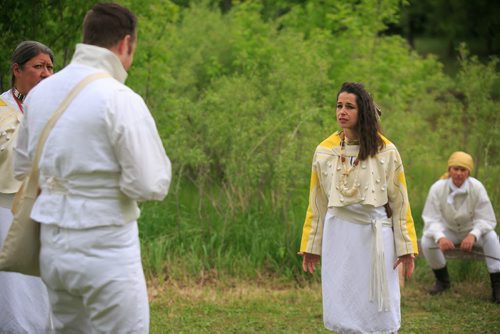 PJ Prudat, a Toronto-native of Metis descent, performs as Cleopatra in the reworking of the classic Antony and Cleopatra for Shakespeare in the Ruins. Torontonian Sarah Kitz's new version is set on the pre-Confederation plains of Manitoba during the fur trade. The performance runs June 4th to June 27th. June 03, 2015 - MELISSA TAIT / WINNIPEG FREE PRESS