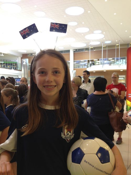 Julia Kun - Team Australia fan at the team's arrival at the James Richardson International airport Thursday, June 4, 2015.  Carol Sanders / Winnipeg Free Press