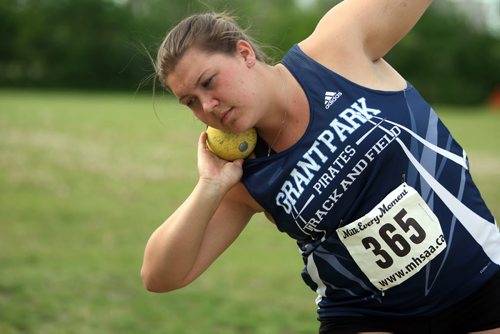 SPORTS - MSHAA Provincial Track and Field Championships at University Stadium at the University of Manitoba. Taylor Heald competes in the shot put, her event of choice, and the one she will try to make it to the Olympics with. BORIS MINKEVICH/WINNIPEG FREE PRESS June 4, 2015
