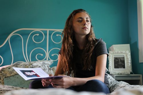 Aby sits on her bed in her room thinking of her dear, longtime friend Camryn that passed away earlier in the year from an illness.  Aby new her as a young child and spoke at her funeral.  2017 Project: GlenLawn Collegiate students (formerly Windsor School students) taking part in the 2017 project finish up their 2nd year in high school this year with many new challenges and changes. See Doug Speirs story.   June 04, 2015 Ruth Bonneville / Winnipeg Free Press