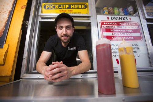 Anthony Faraci, owner of the Bannock Factory Food Trailer, poses in his food truck on Friday, June 5, 2015. Mikaela MacKenzie / Winnipeg Free Press