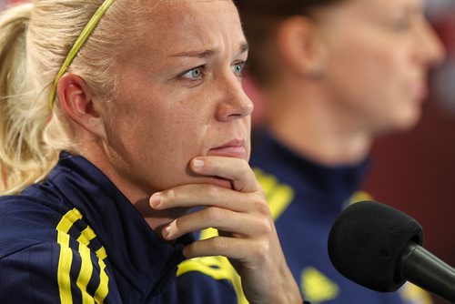 Caroline Seger for the Swedish FIFA World Cup team during a press conference prior to practice the day before their first game against Nigeria on Monday.  150607 June 7, 2015 MIKE DEAL / WINNIPEG FREE PRESS