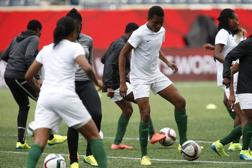June 7, 2015 - 150607  -  Team Nigeria have their first practice at Winnipeg Stadium in preparation for the FIFA Women's World Cup Sunday, June 7, 2015. John Woods / Winnipeg Free Press